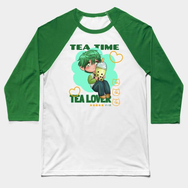 Bubble tea lover anime character Baseball T-Shirt by Solum Shirts